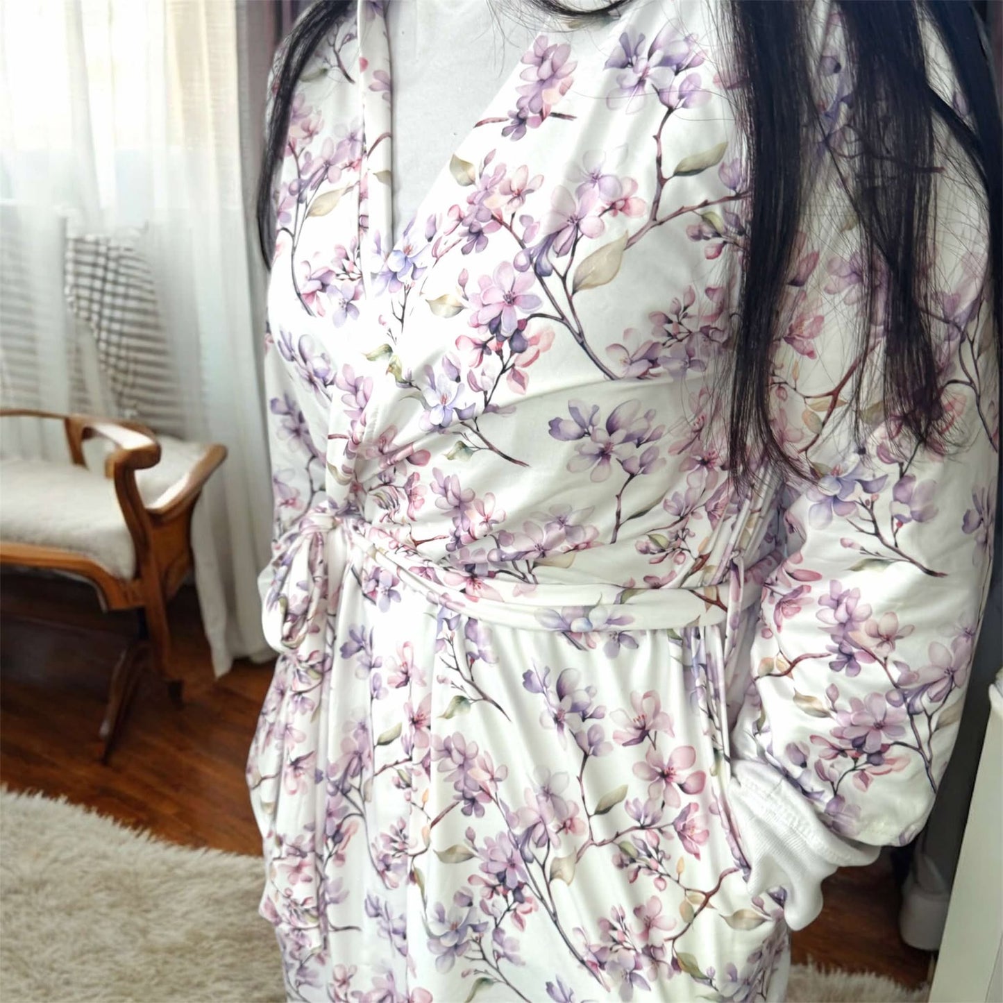 Maternity Robe Dainty Purple print