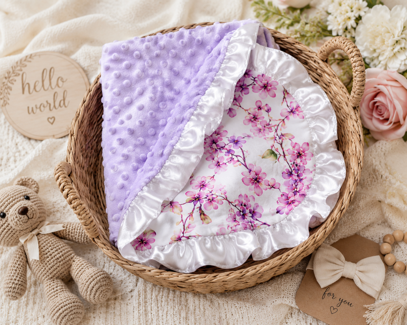 Dainty Floral Minky Baby Blanket Baby in Styles