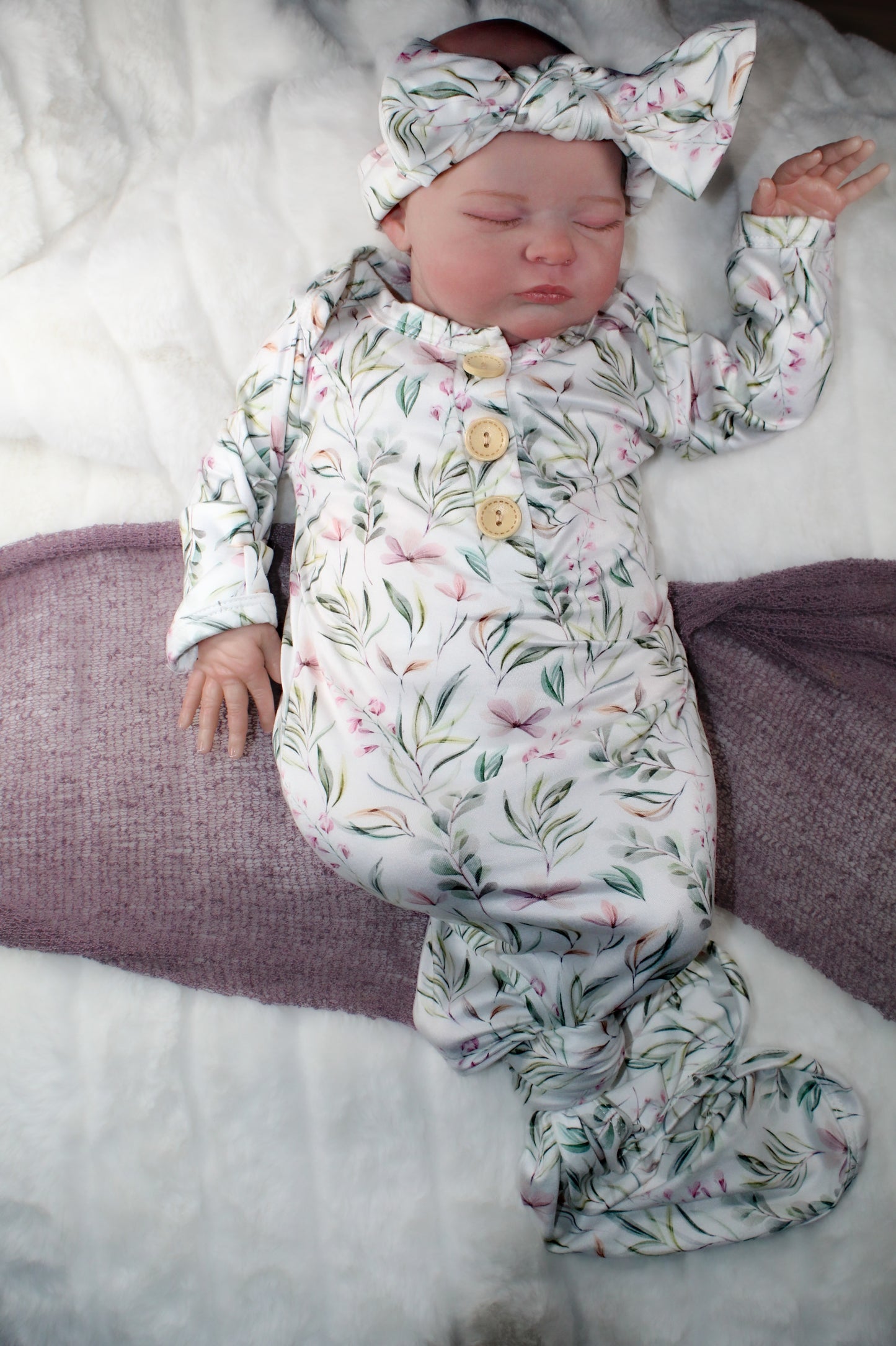 Blossoming gardens knotted gown and headband set Baby in Styles