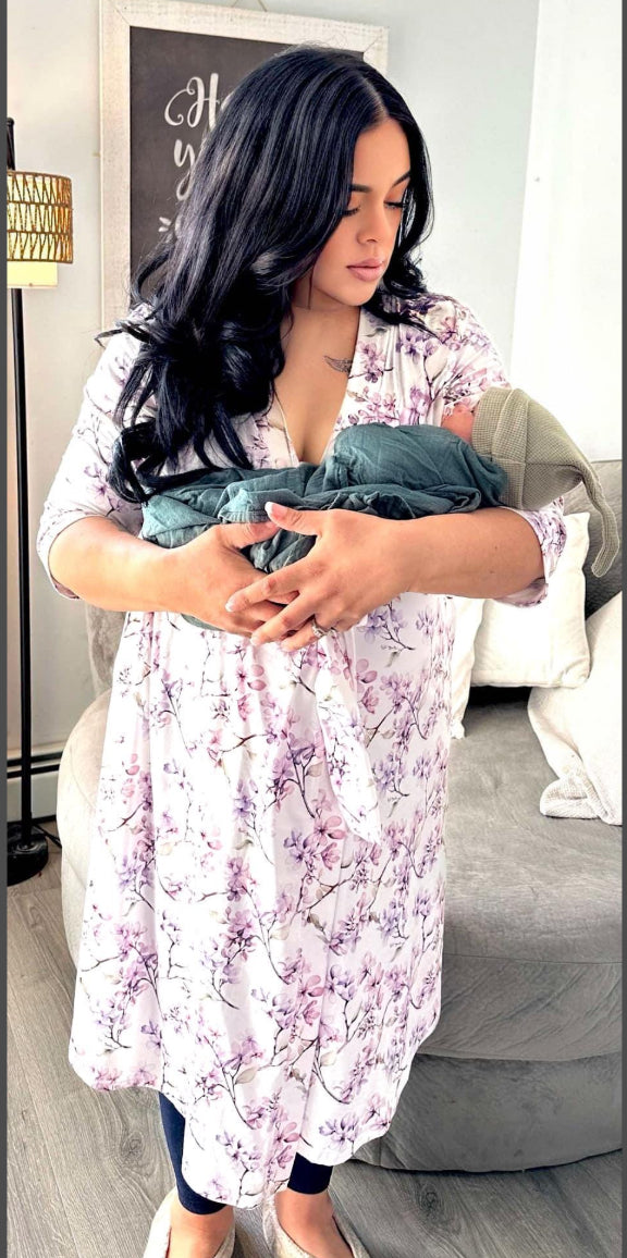 Maternity Robe Dainty Purple print