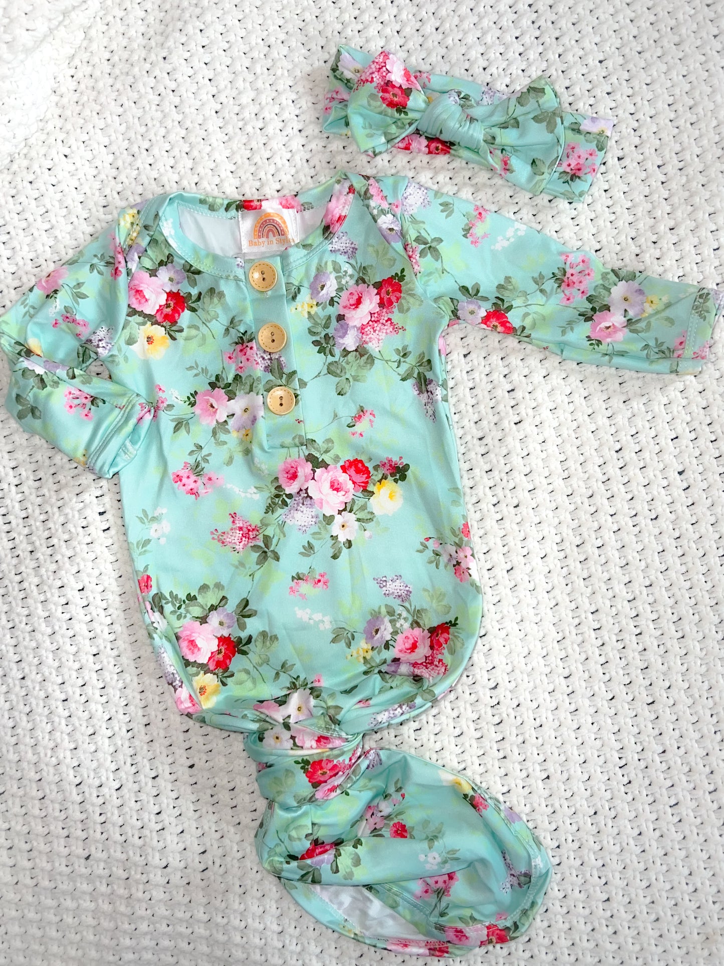 Dino Astronaut knotted gown and hat set Baby in Styles