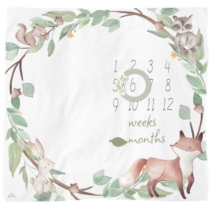 Itzy Ritzy Muslin Milestone Blanket Set; Includes One Blanket and Two Date Markers; Capture Weekly and Monthly Infant Milestones, Floral Baby in Styles