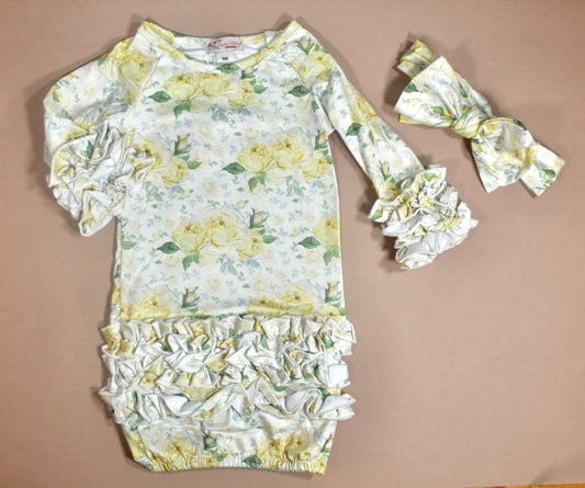 Yellow Rose Baby Gown Clover Cottage