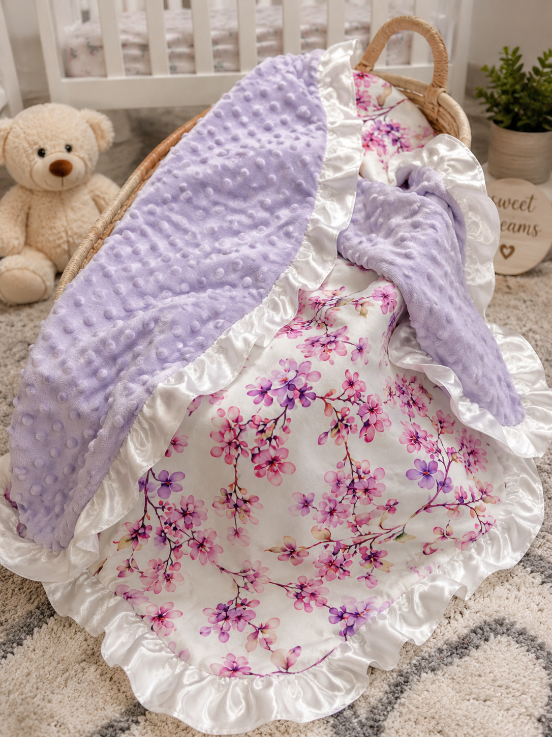 Dainty Floral Minky Baby Blanket Baby in Styles