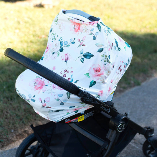 Peach Floral Infant Baby Car Seat / Nursing Cover Honey Lemonade