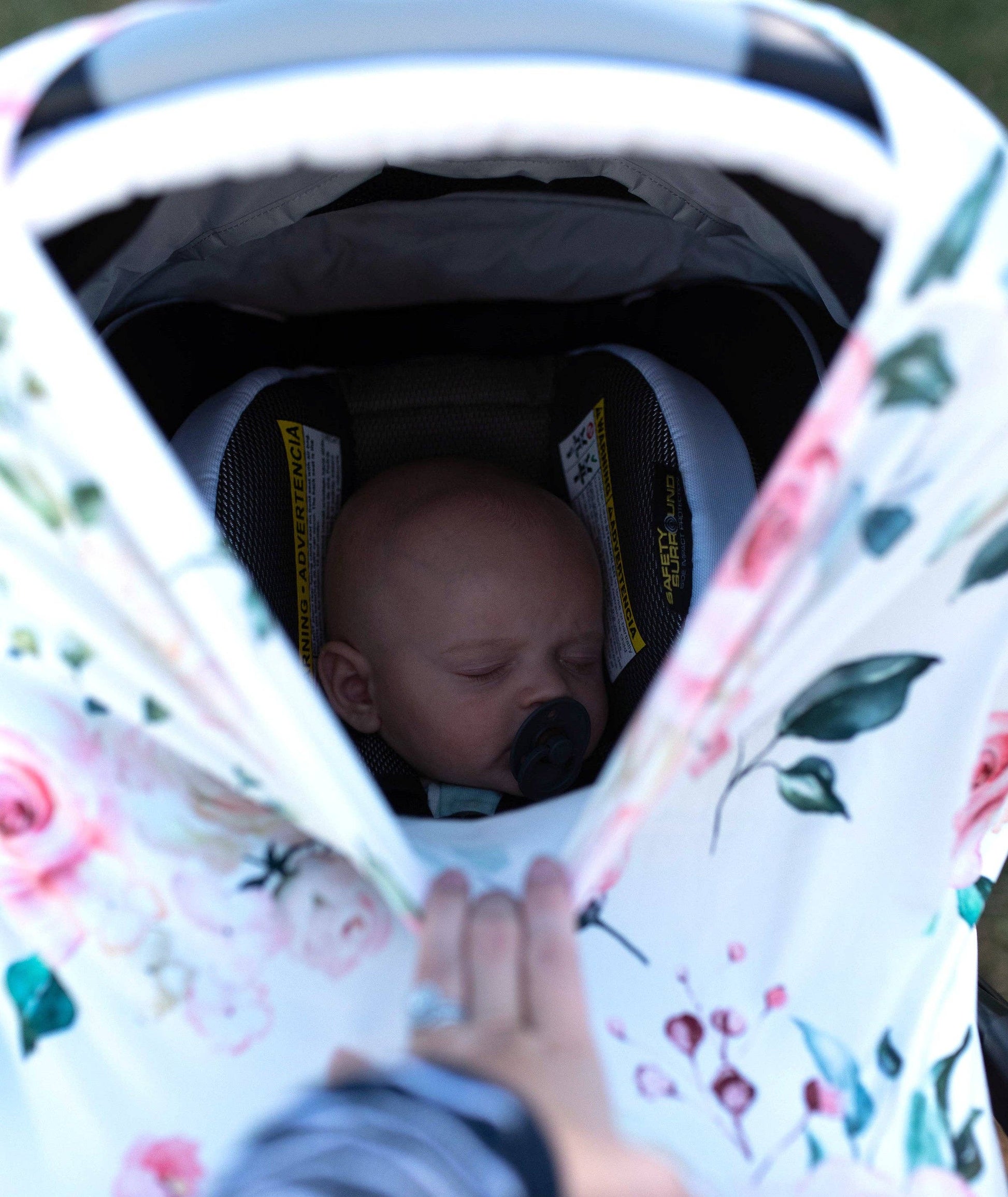 Peach Floral Infant Baby Car Seat / Nursing Cover Honey Lemonade