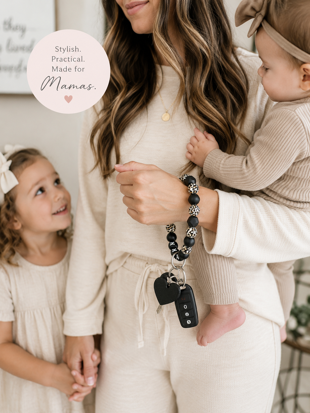 Food grade Mama wristlet keychain Baby in Styles