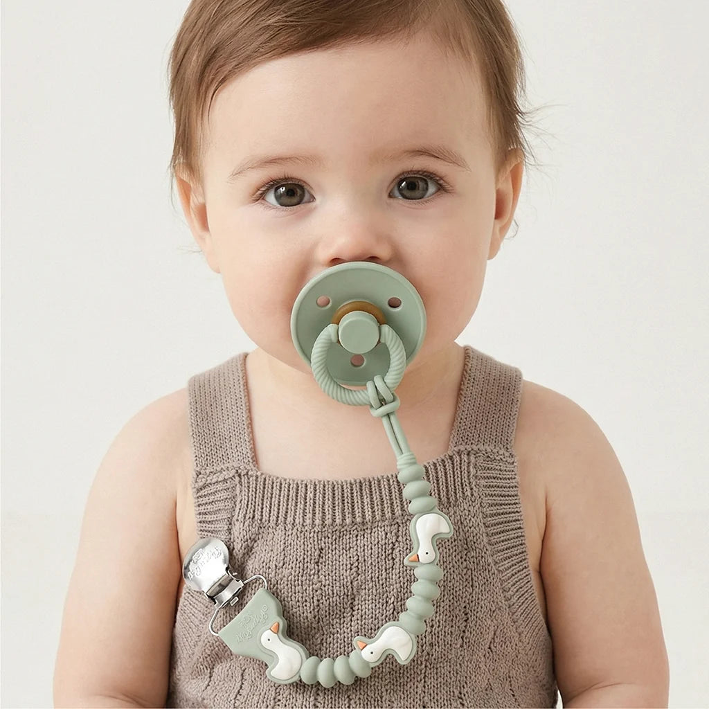 Itzy Ritzy Beaded Pacifier Clip - Universal Fit, Silicone Holder - Bear: BPA-Free
