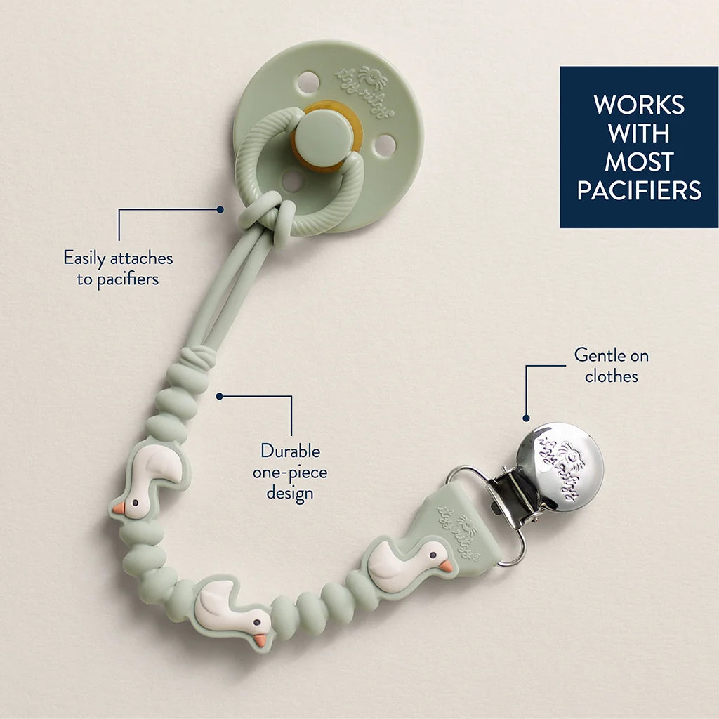 Itzy Ritzy Beaded Pacifier Clip - Universal Fit, Silicone Holder - Bear: BPA-Free
