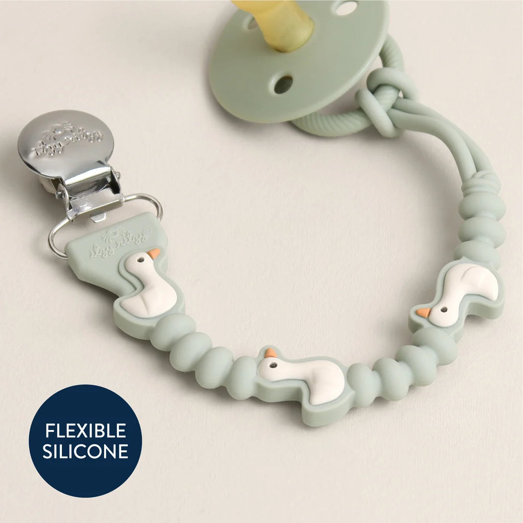 Itzy Ritzy Beaded Pacifier Clip - Universal Fit, Silicone Holder - Bear: BPA-Free