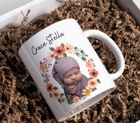 Newborn gifts, custom photo baby mug, custom newborn mug, custom baby mug, new mom mug, customize baby cup, baby gifts, custom mugs Baby in Styles
