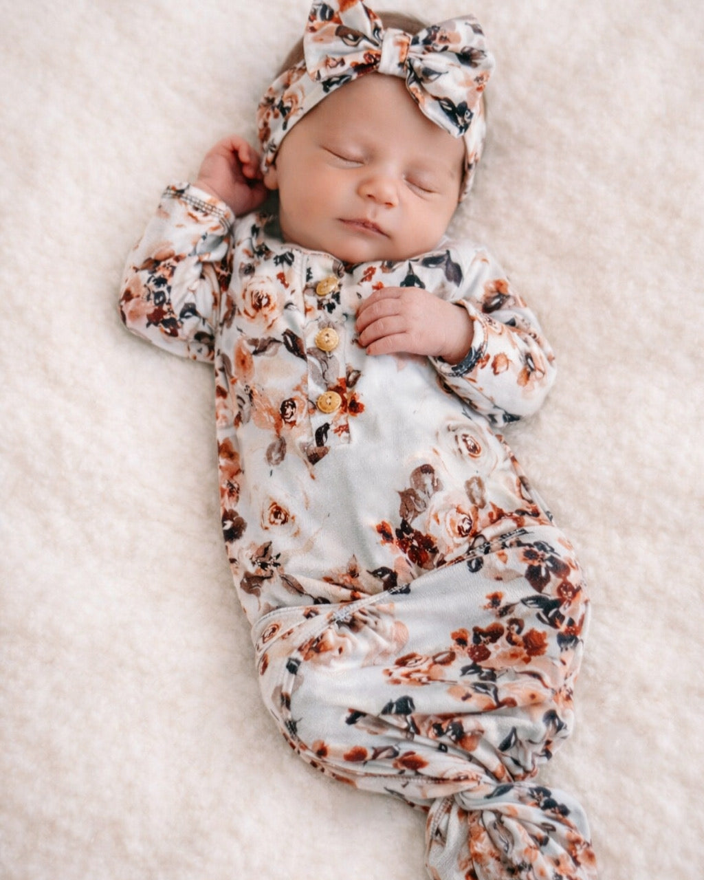Vintage Garden knotted gown and heading set Baby in Styles