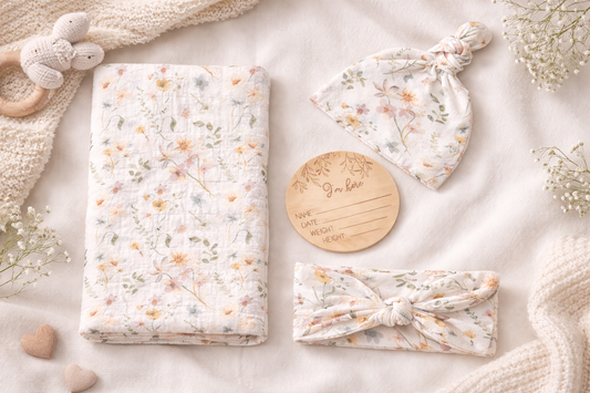 Organic muslin blanket, 4 piece set. Baby in Styles
