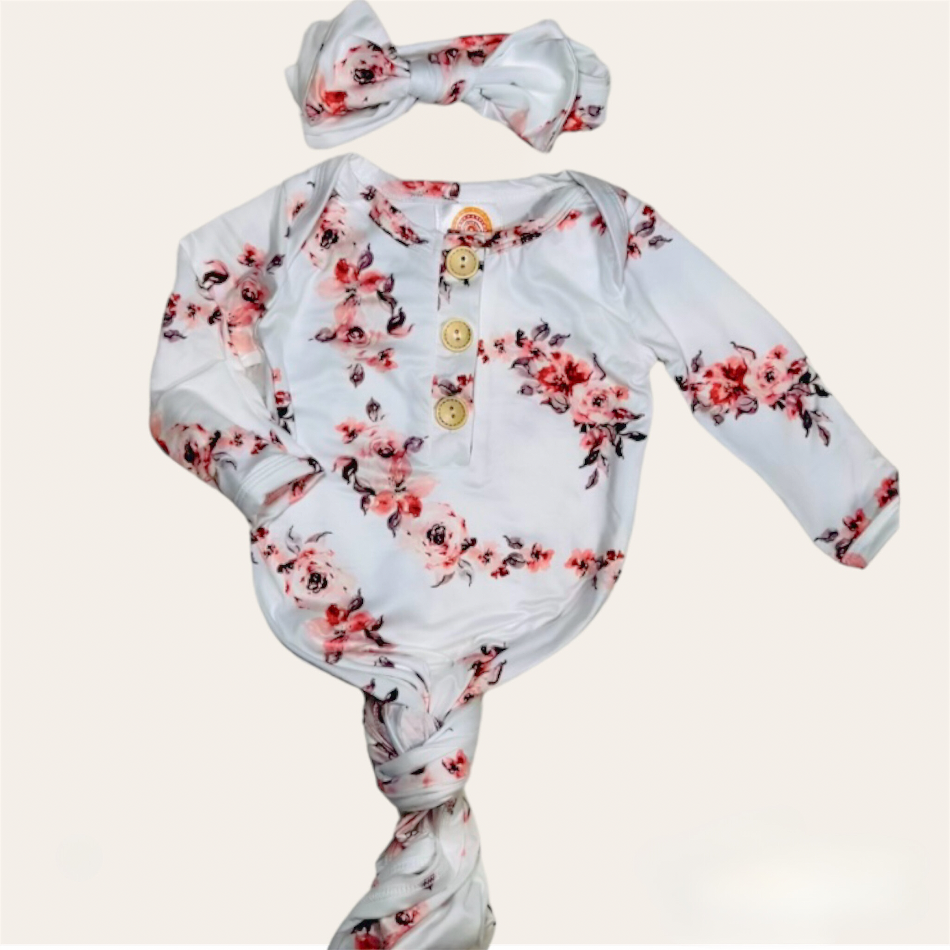 Vintage floral baby knotted gown Baby in Styles