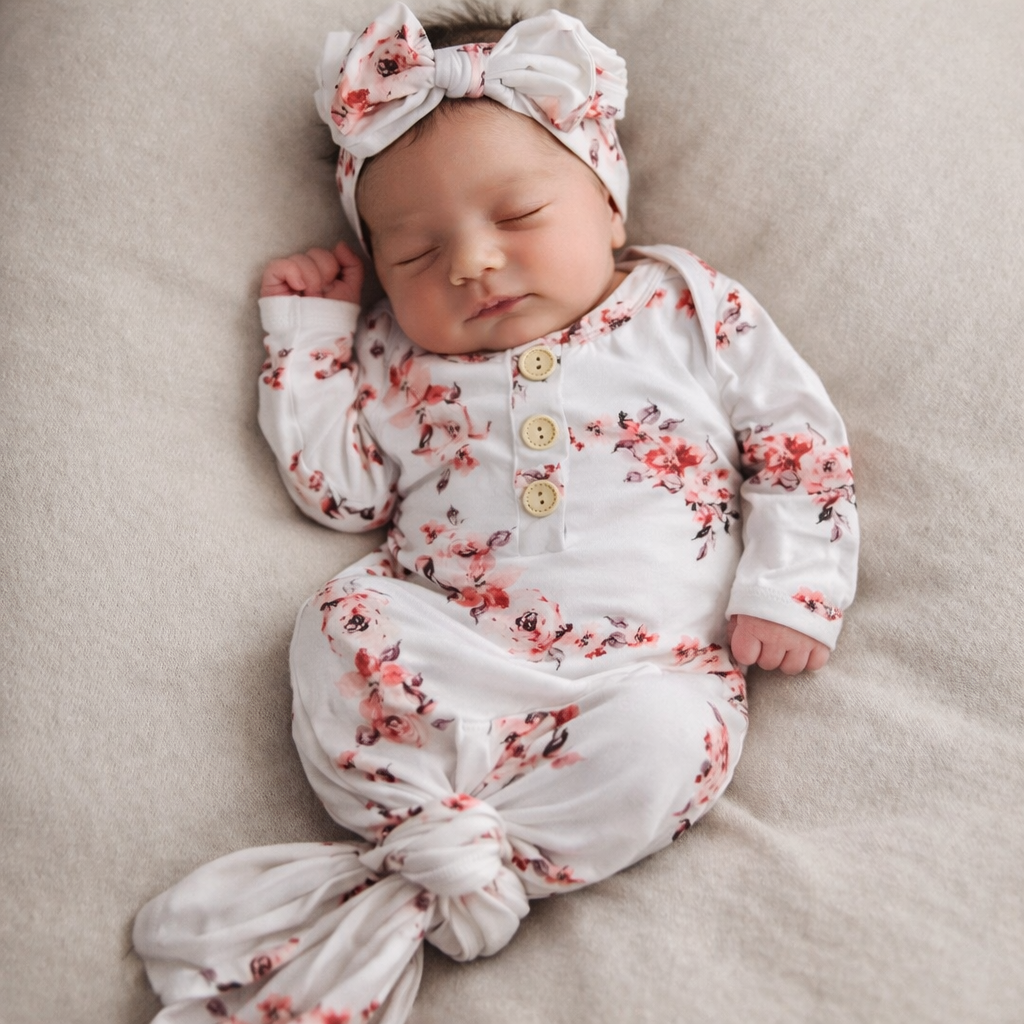 Vintage floral baby knotted gown 0-3mo Baby in Styles