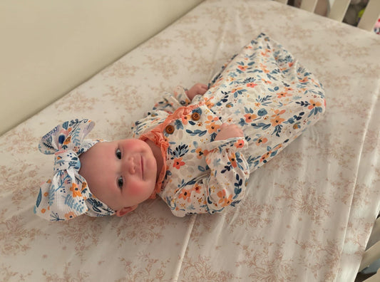 Floral gown and nylon bow 0-12 mo Baby in Styles