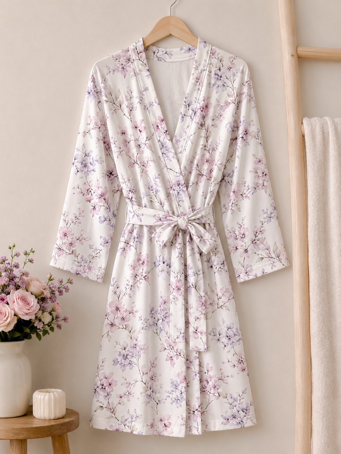 Maternity Robe Dainty Purple print Baby in Styles