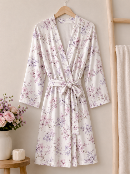 Maternity Robe Dainty Purple print Baby in Styles