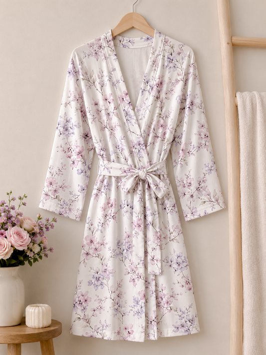 Maternity Robe Dainty Purple print Baby in Styles