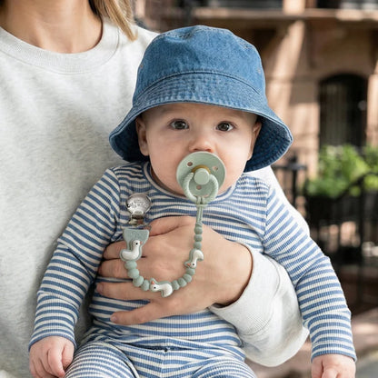 Itzy Ritzy Beaded Pacifier Clip - Universal Fit, Silicone Holder - Bear: BPA-Free