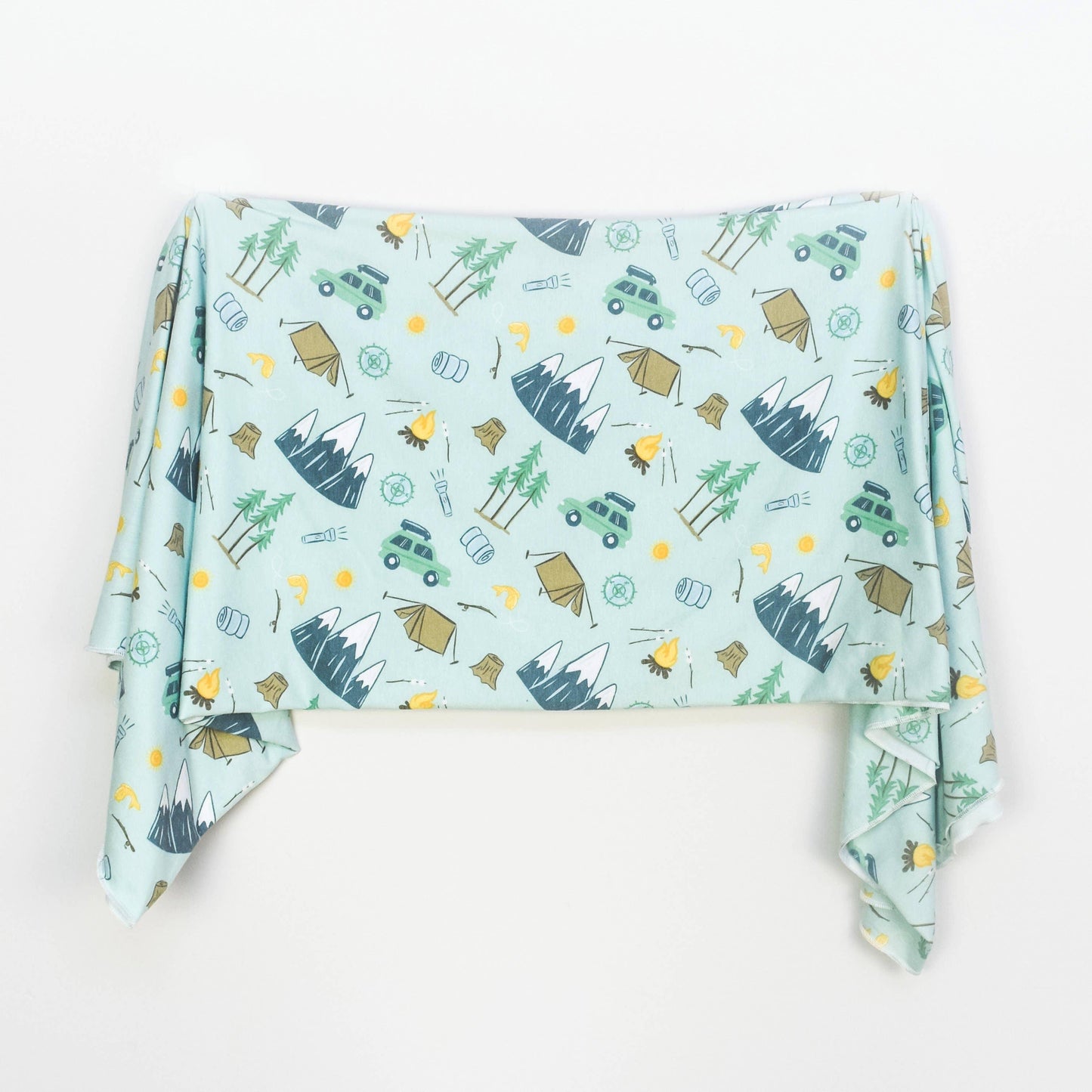 Extra Soft Stretchy Knit Swaddle Blanket: Outdoor Adventure Village Baby