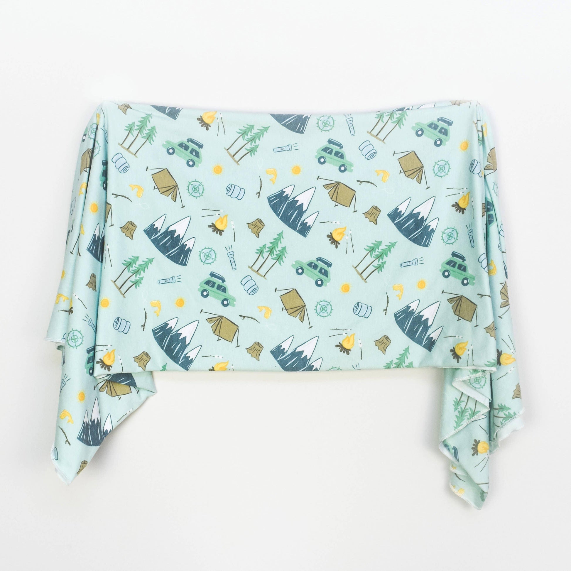 Extra Soft Stretchy Knit Swaddle Blanket: Outdoor Adventure Village Baby