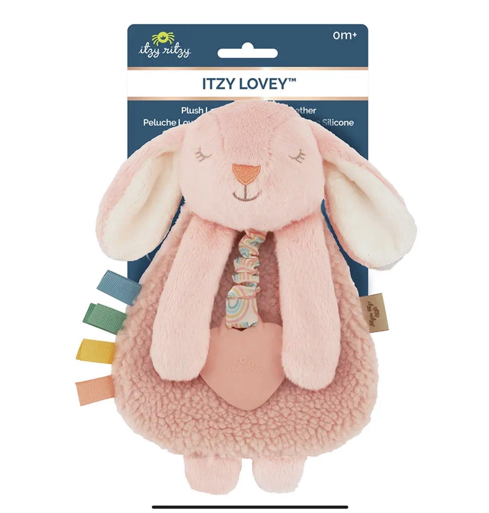 Itzy Lovey Bunny Plush with Silicone Teether Toy Baby in Styles
