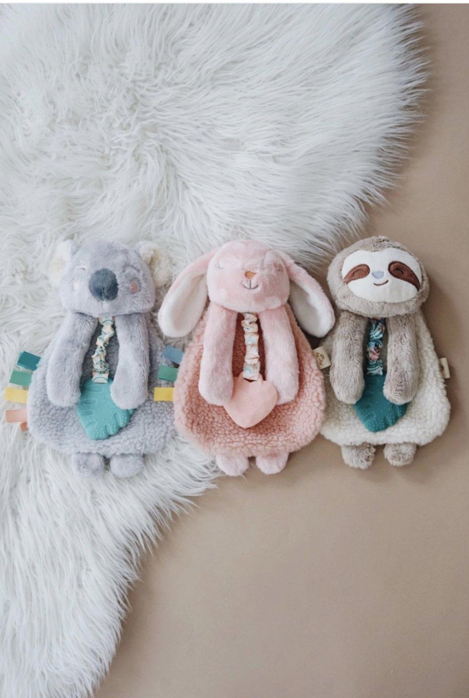 Itzy Lovey Bunny Plush with Silicone Teether Toy Baby in Styles