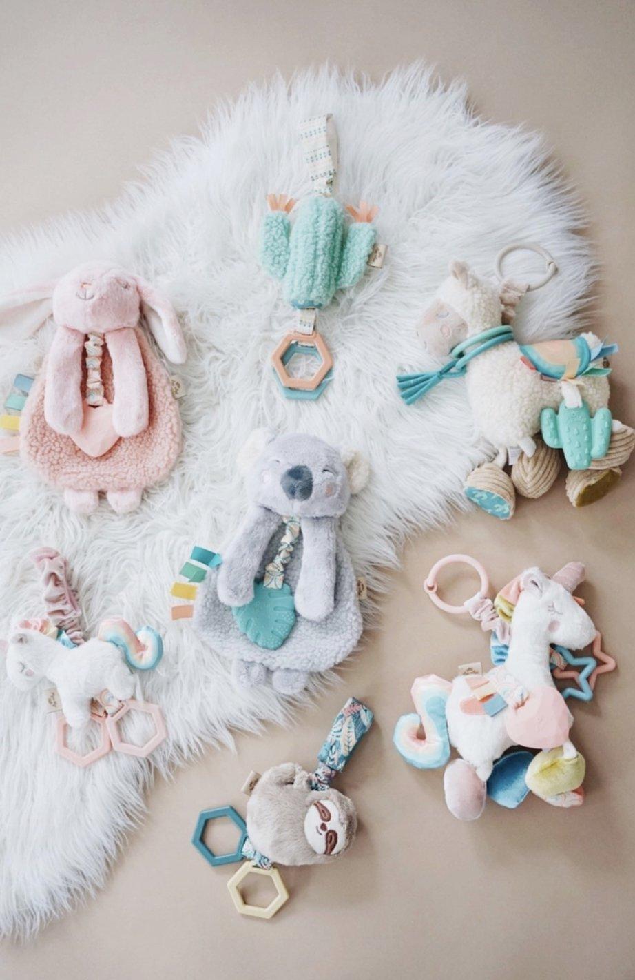 Itzy Lovey Bunny Plush with Silicone Teether Toy Baby in Styles