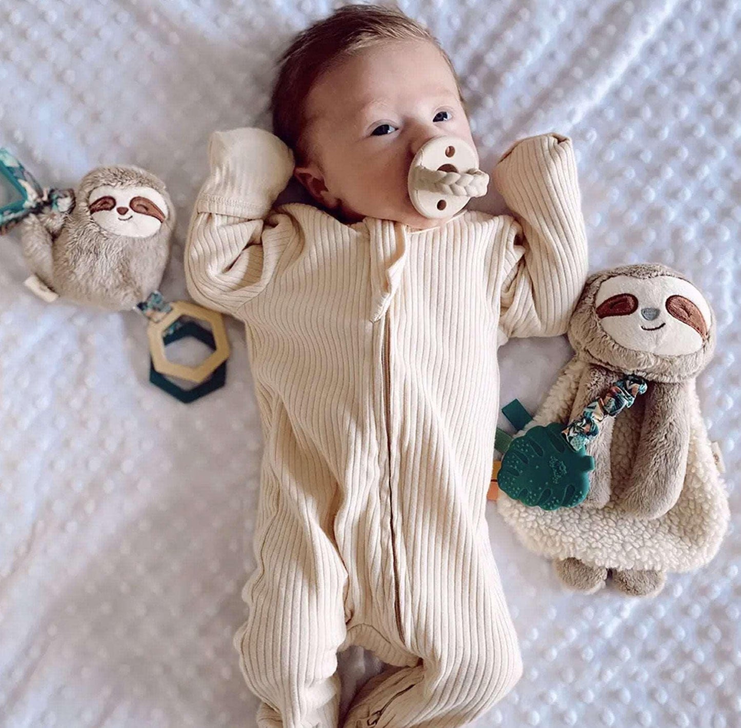 Itzy Lovey™ Sloth Plush with Silicone Teether Baby in Styles