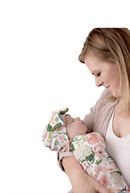 PEACH FLORAL CUTIE COCOON - BABY COCOON & HAT SET Baby in Styles