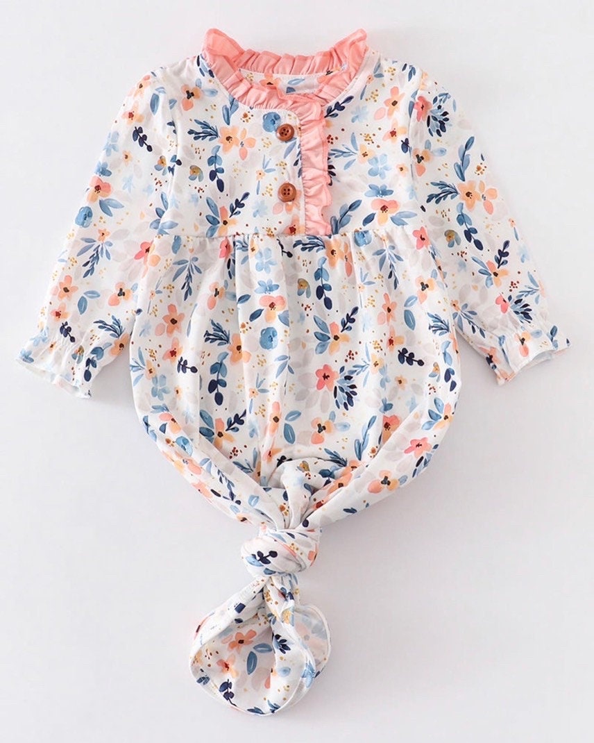 Floral gown and nylon bow 0-12 mo Baby in Styles