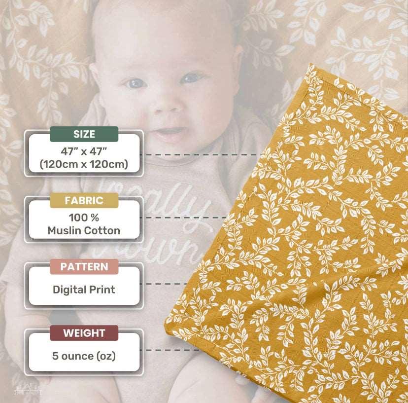 Muslin Swaddle Baby Blanket – Leafy Sprig Mini Wander, LLC
