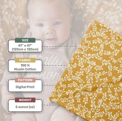 Muslin Swaddle Baby Blanket – Leafy Sprig Mini Wander, LLC