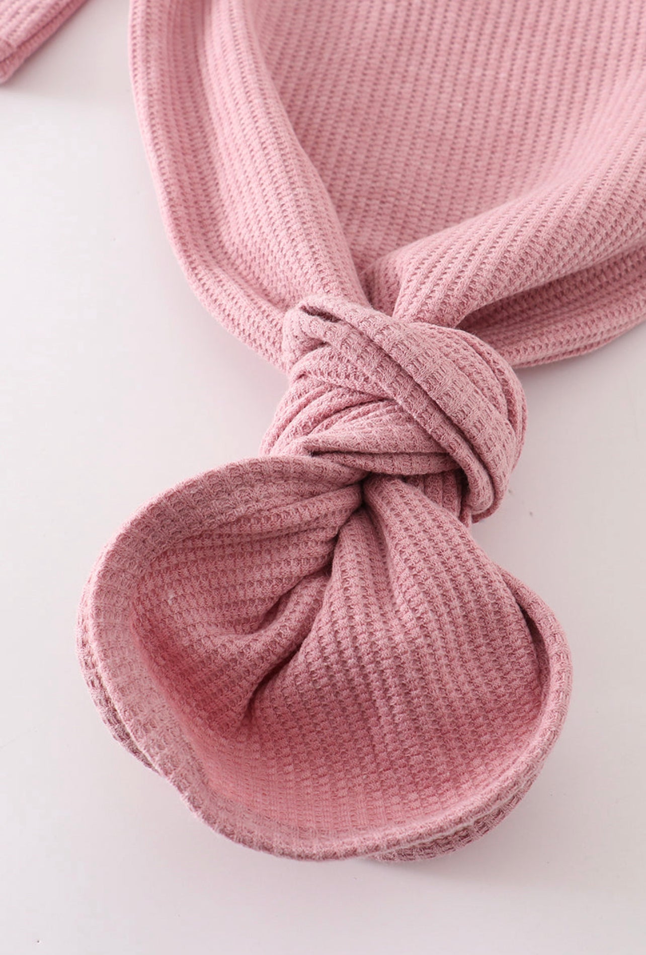 Mauve waffle ribbed knot baby gown set Honeydew