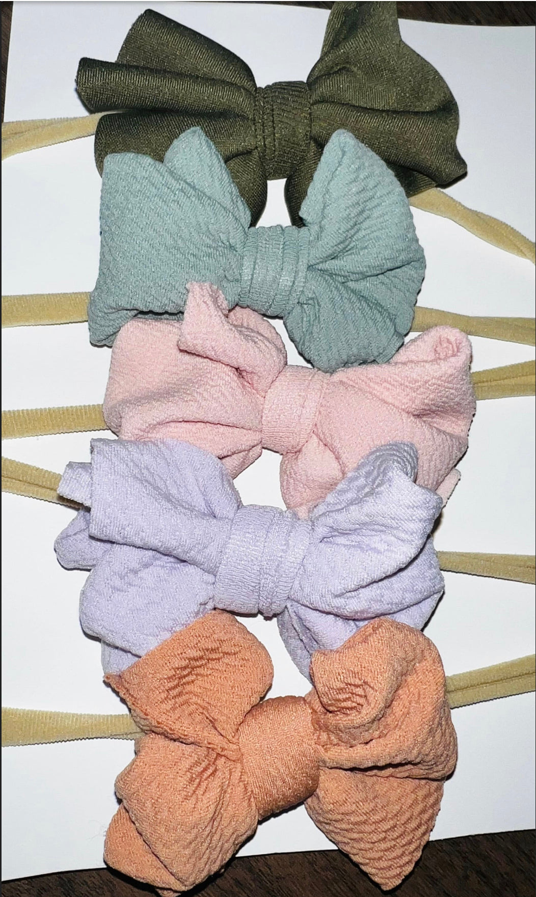Handmade 5 pack nylon hair bows 3.5 inches Baby in Styles
