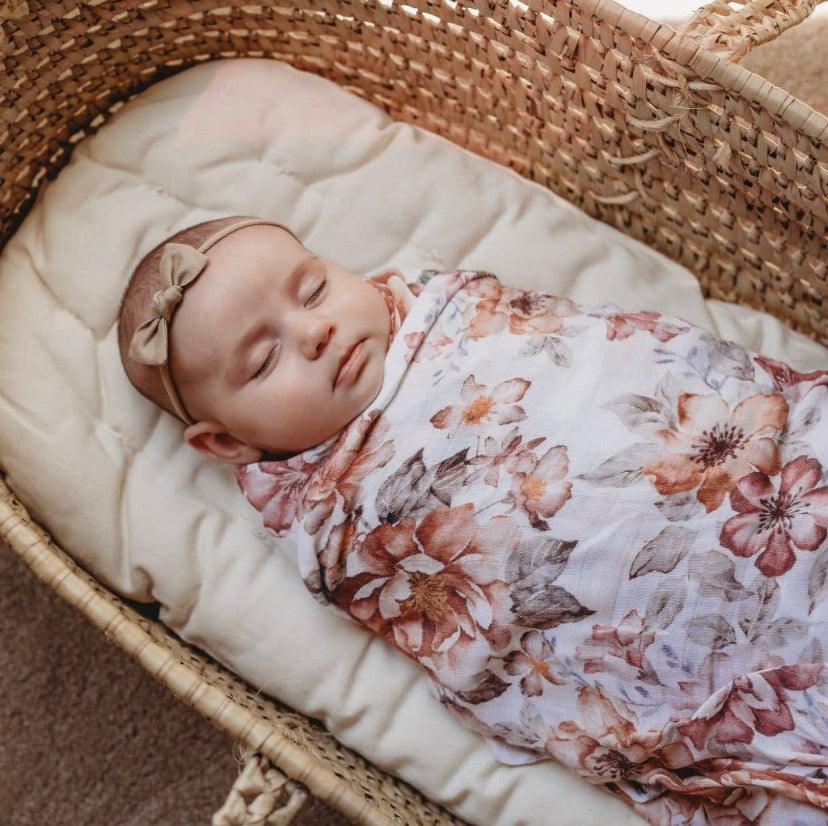 Muslin Swaddle Baby Blanket – Sunset Floral Mini Wander, LLC