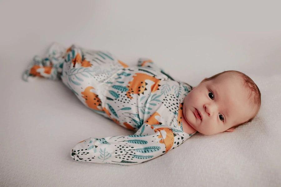 Dinosaur Knotted gown and hat Baby in Styles