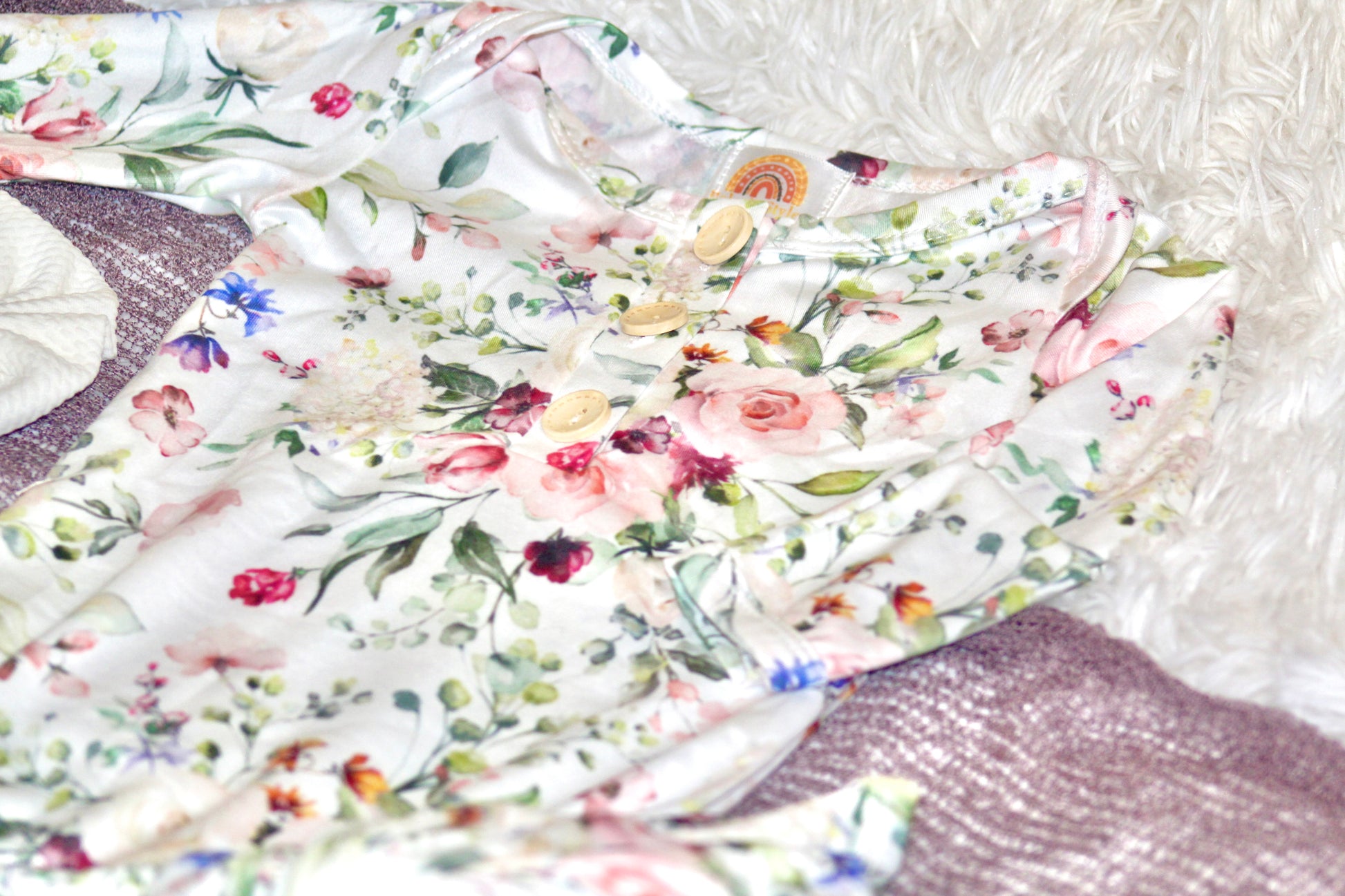 Ultra Soft Floral gardens knotted gown and bow set 0-3months Baby in Styles