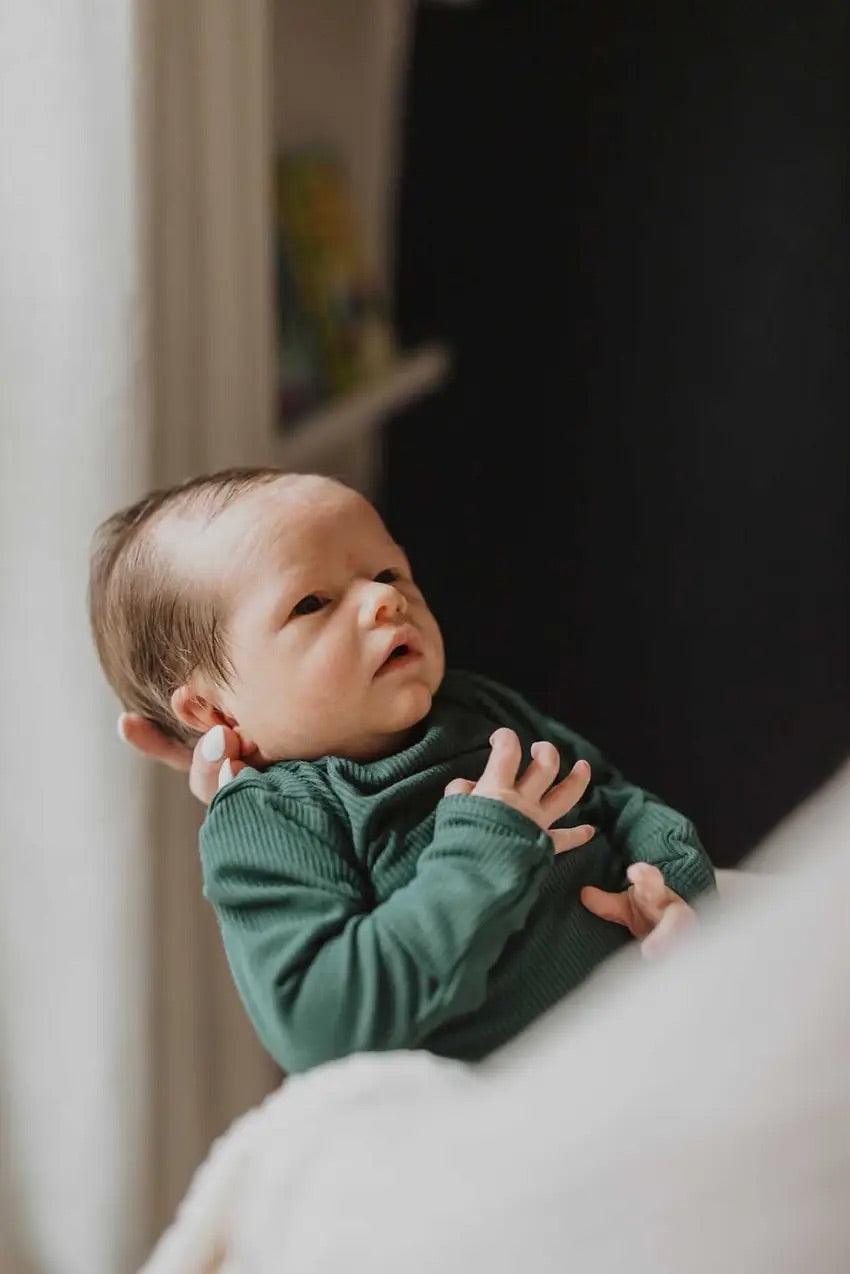 Forest Green Ribbed Knotted Gown Three Little Tots
