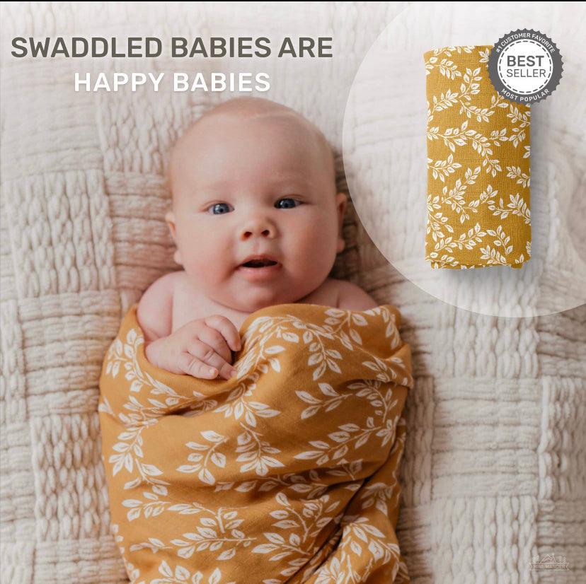 Muslin Swaddle Baby Blanket – Leafy Sprig Mini Wander, LLC