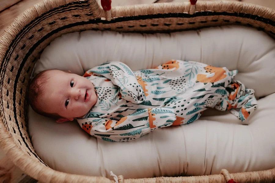 Dinosaur Knotted gown and hat Baby in Styles