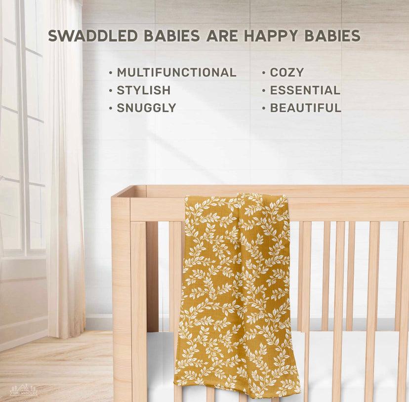 Muslin Swaddle Baby Blanket – Leafy Sprig Mini Wander, LLC
