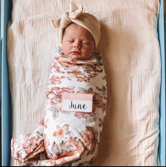 Muslin Swaddle Baby Blanket – Sunset Floral Mini Wander, LLC