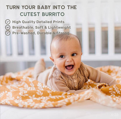 Muslin Swaddle Baby Blanket – Leafy Sprig Mini Wander, LLC