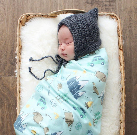 Extra Soft Stretchy Knit Swaddle Blanket: Outdoor Adventure Village Baby