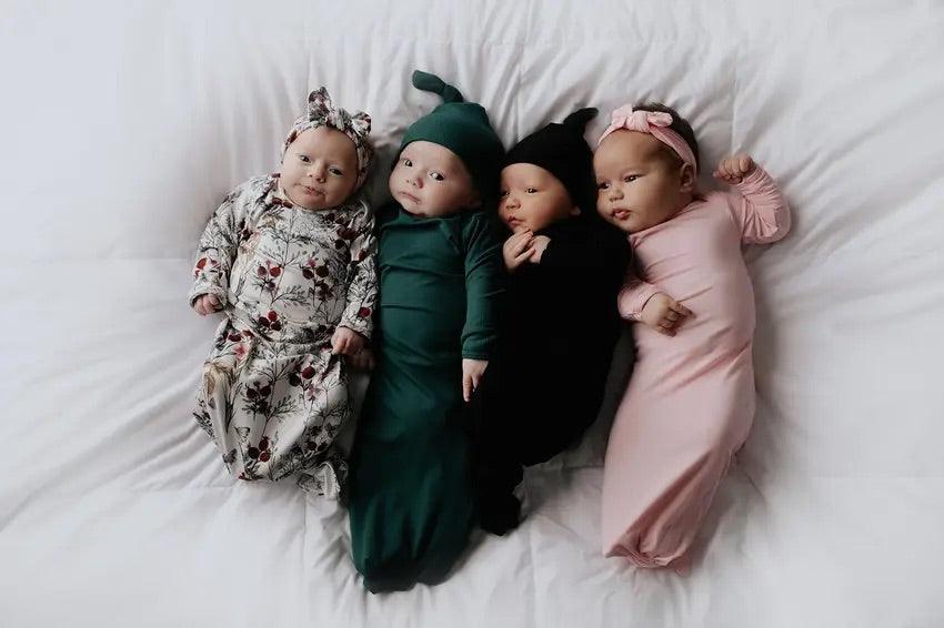 Forest Green Ribbed Knotted Gown Three Little Tots