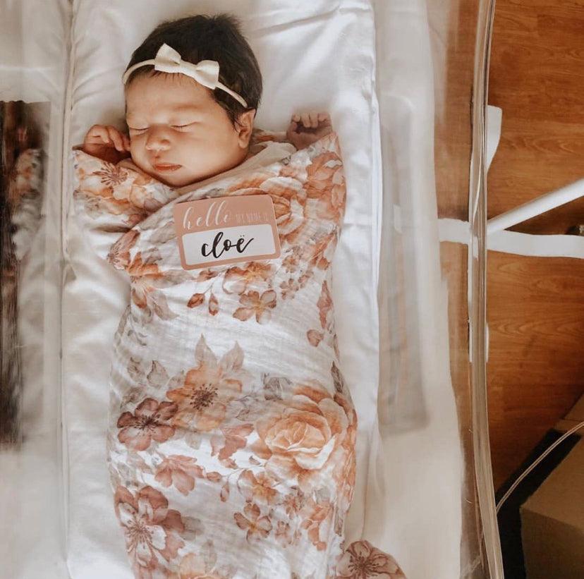 Muslin Swaddle Baby Blanket – Sunset Floral Mini Wander, LLC