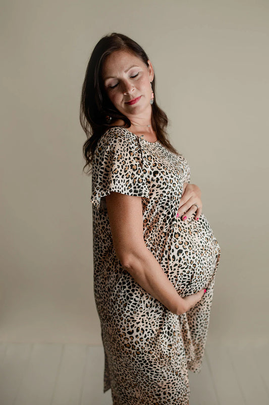 Leopard Print Labor and Delivery/nursing gown Baby in Styles