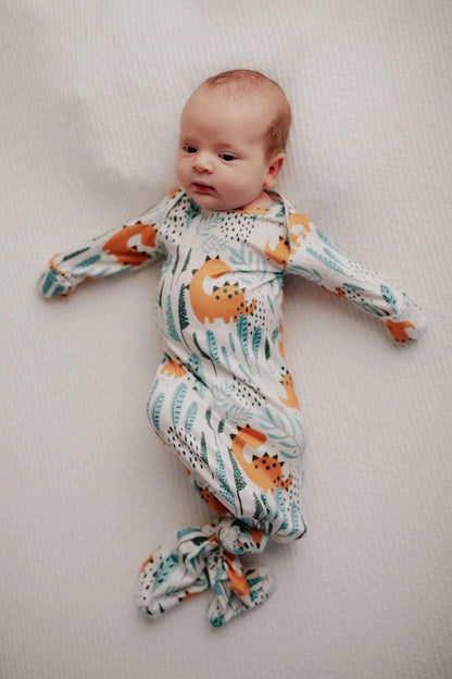 Dinosaur Knotted gown and hat Baby in Styles